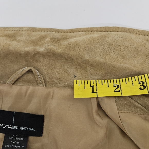 Moda International 90s Suede Leather Jacket in Camel Size Large Tall - Picture 12 of 12